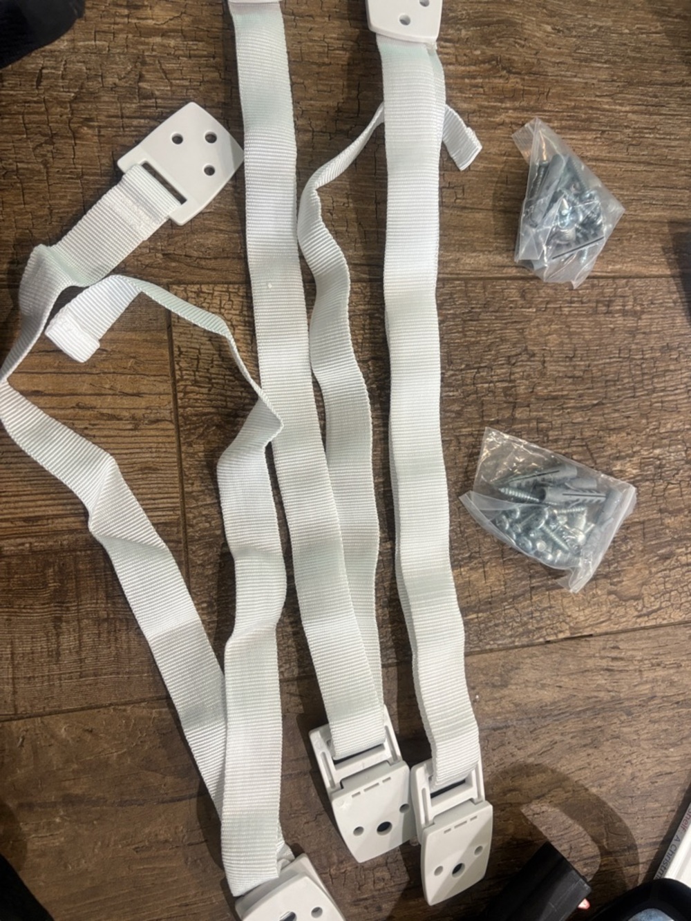 White Safety Straps with Mounting Hardware